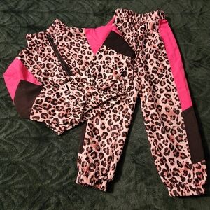 Leopard Print Jogger Set with Pink Accents